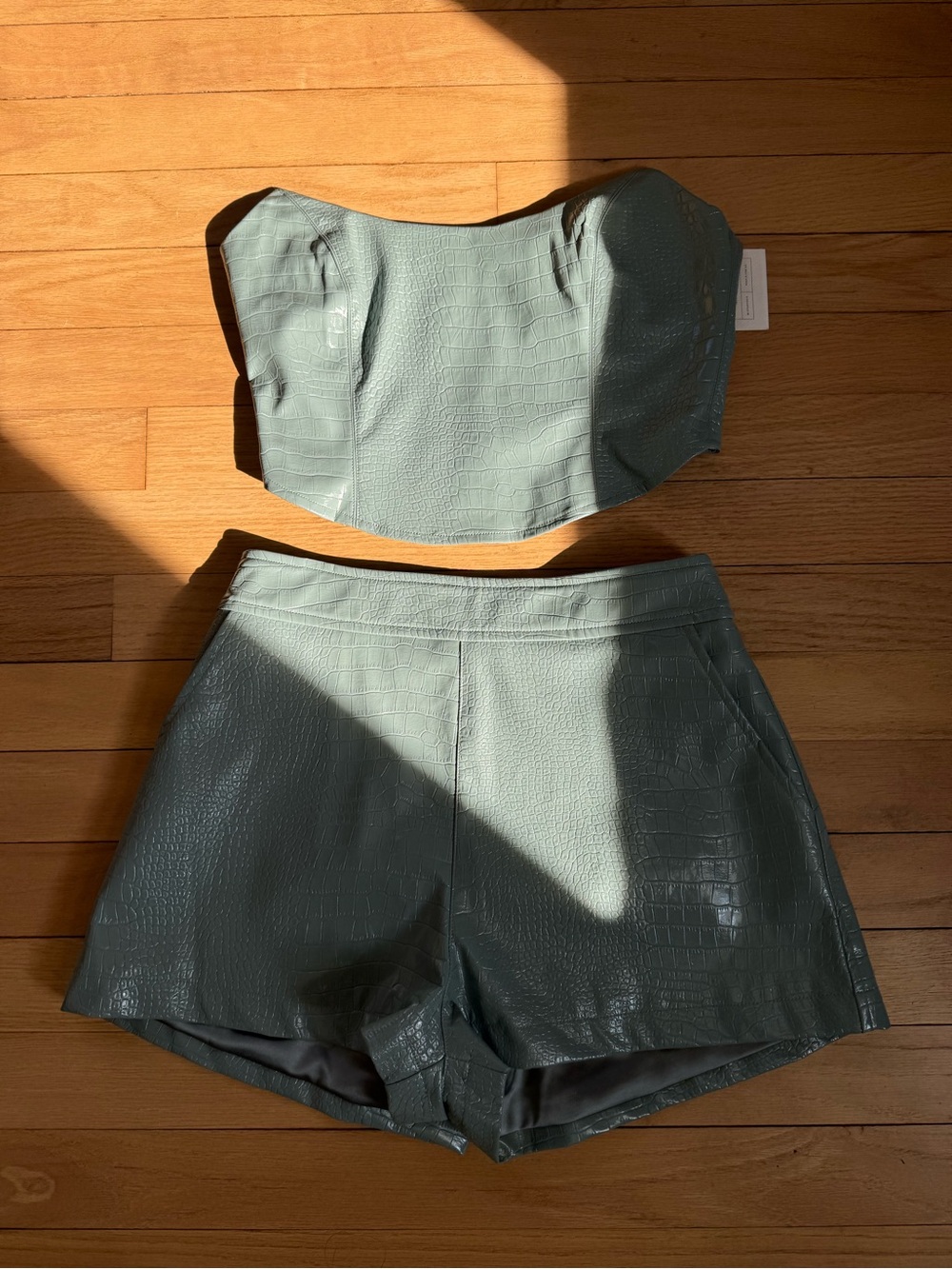 Nookie (Revolve) Faux-Croc High-Waist Short and Corset Set